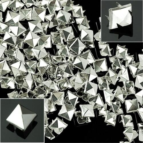 100pcs/lot DIY 10mm Silver Pyramid Studs Nailheads Rivet Spike For Punk Bag Leather Craft Bracelets Clothes Belt bag rivet stud