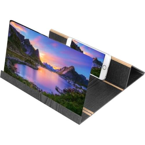 12 Inch Wooden 3D Screen Amplifier Universal HD Video Amplifier for Smartphone Stand Eyes Protection Phone Magnifier Holder