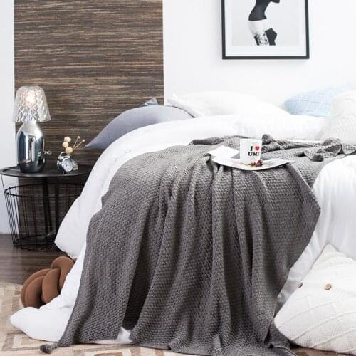40 130x170cm Handle-Knitted Tassels Blanket Multi-functional Casual Blanket Cotton Office Nap Blanket Travel Cover Shawl Solid