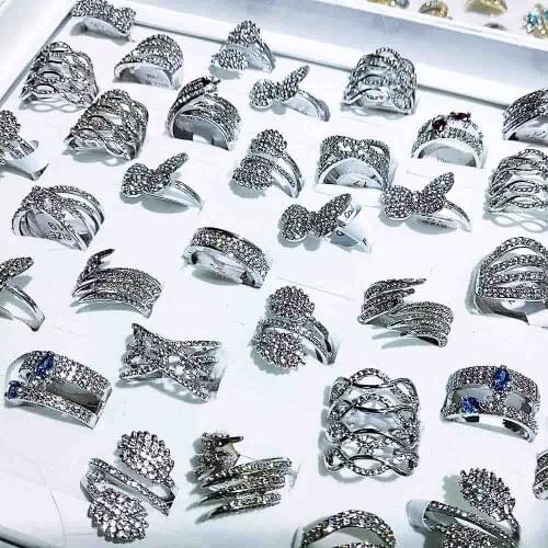 Elegant Design 5pcs Butterfly Rings For Women Full Big CZ Crystal Party Jewelry Silver Color femme Wedding Rings inel anello