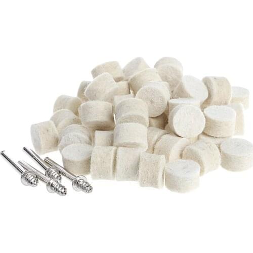 50Pcs 13mm Wool Felt Polishing Buffing Wheel Grinding Polishing Pad+2Pcs Shanks for Dremel Rotary Tool Dremel Accessories63HF