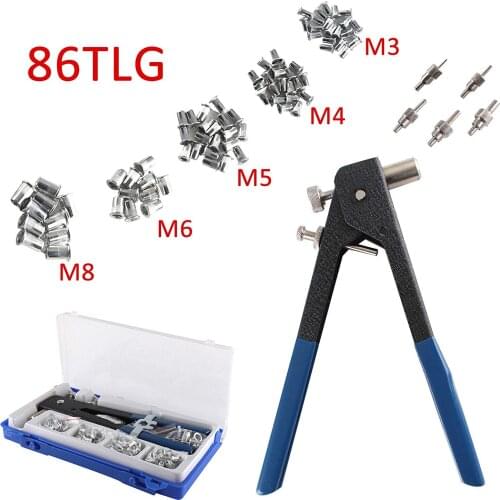 86pcs M3-M8 Rivet Gun Insert Tool Riveter Rivnut Nutsert Riveting Kit Suitable To Be Used In Car Trailers And Furniture Repair