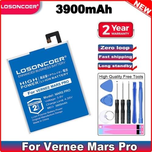 LOSONCOER 3900mAh Mars Pro Latest Production Good Quality Batteries For Vernee Mars Pro Smart Phone Battery