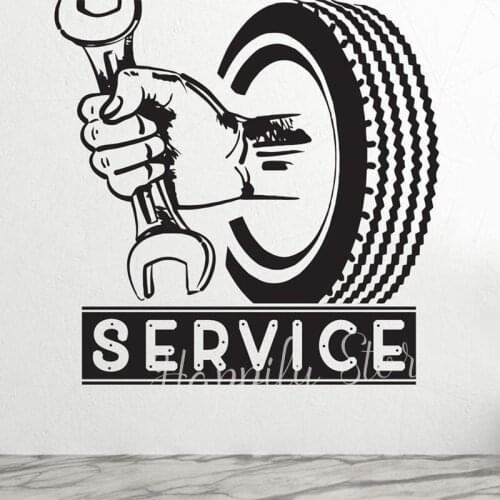 Auto Mechanic Wall Decals Repair Service Car Station Decor Garage Decoration PVC Wall Window Stickers Wheels Removable P511