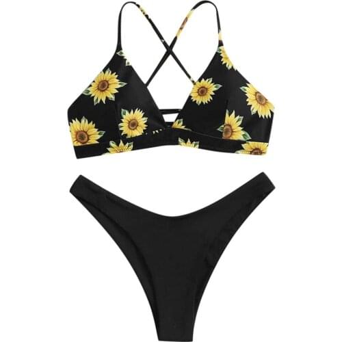 Bandage Bikini Brazilian Bikinis 2021 flower print Stripes Mujer Biquini Maillot De Bain Femme two-piece Swimsuit Sexy Bikini