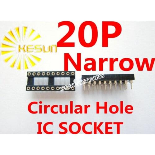 FREE SHIPPING 24PCS/LOT 2.54MM 20P (2x10 Pins) 0.3" Narrow Circular hole IC Socket