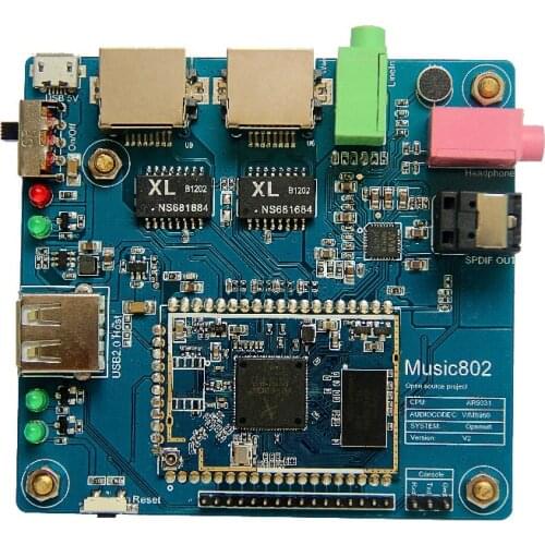 Free shipping! Music802_WIFI speaker module/ OpenWRT/1WAN+4LAN10/100Mbps, USB, transparent serial port, SPI, UART, I2S, GPIOs
