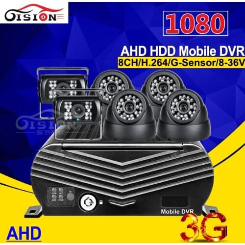 Software Free 8CH 3G GPS AHD HDD Mobile Dvr Remote Real Time Video 1080 Hard Disk Mdvr Recorder With 6Pcs HD AHD Car Camera Kits