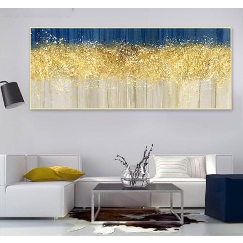 Large Abstract Oil Painting Art Print Posters Canvas Wall Art Living Room Decoration Pictures Modern Abstract Golden Paintings