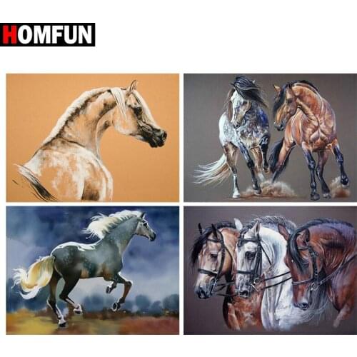 HOMFUN Animal horse Diamond Embroidery Full Kit 5D DIY Diamond Painting Cross Stitch Picture Rhinestones Wall Decoration