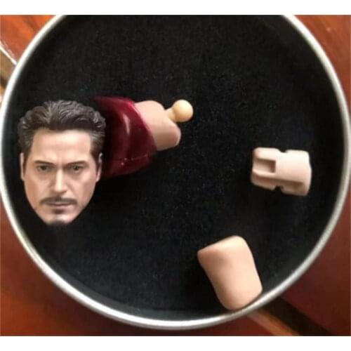 Ironhands Mark 50 1/12 Tony Stark Head Carving F 6" SHF Action Figure Doll
