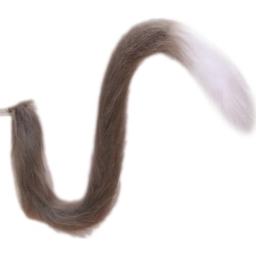 K3NF Adult Kids Cosplay Anime Fluffy Plush Long Cat Tail Halloween Party Costume Prop