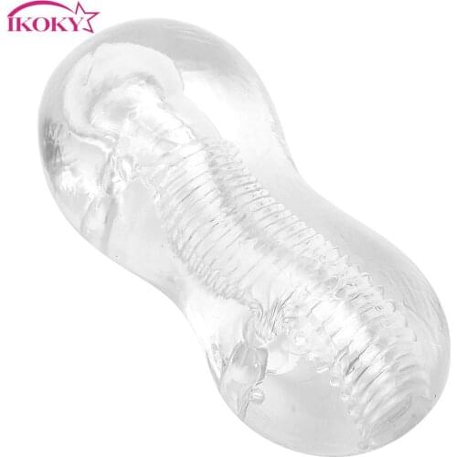 IKOKY Pocket Pussy Transparents Adult Products Penis Exercise Sex Toys for Men Soft Jelly Male Masturbator TPE
