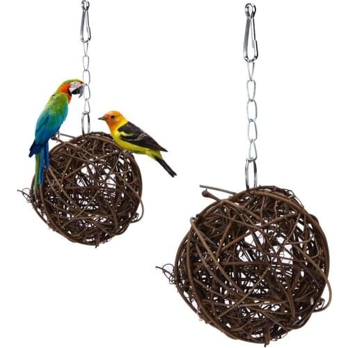 Rattan Balls Cages Chewing Toy Cockatiel Parakeet Pet Parrot Bird Bite Ressistant Climbing Traning Entertainment Ball