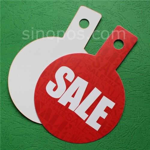 Circular Sale Sign With Hanging Hole, clothing hanger price tag printed hook swing label promotional ticket event paper cards
