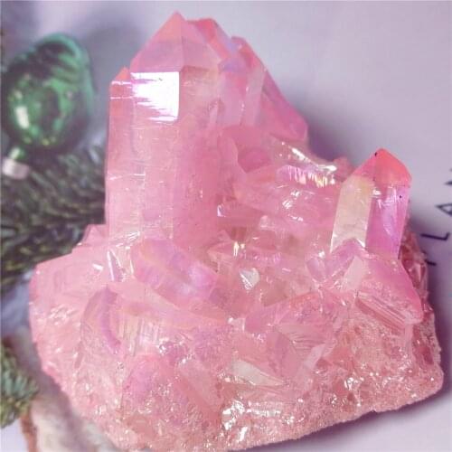 450-500g 3pcs Wholesale angel aura rose quartz natural stones and minerals gemstone cluster home decoration feng shui crafts