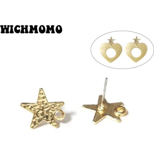 New Fashion 13mm 10pieces/bag Zinc Alloy Gold Stars Earring Base Connectors Linkers for DIY Earring Jewelry Accessories