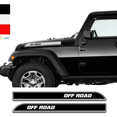 NEW 1Pair Car Hood Side Stripe Stickers Reflective Vinyl Decals for OFF ROAD Vehicle Automobile Accessories