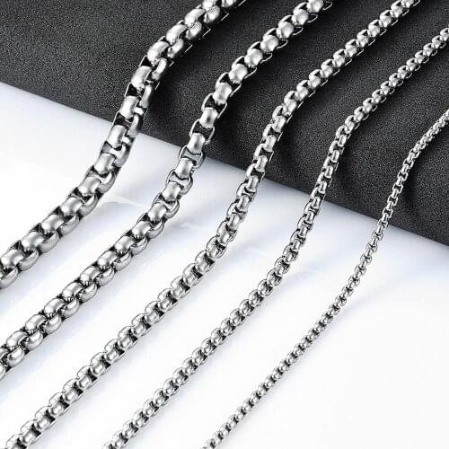 Women Stainless Steel Necklace Width 2/3/4/5/6mm Round Box Link Chain Necklace Stainless Steel Jewelry Wholesale