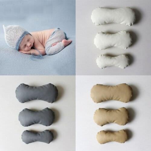 Newborn Pillow Photography Prop PU Leather Bone Shape Baby Poser Shoot Positioner 3pcs/Set New Born Props Fotografia Accessories