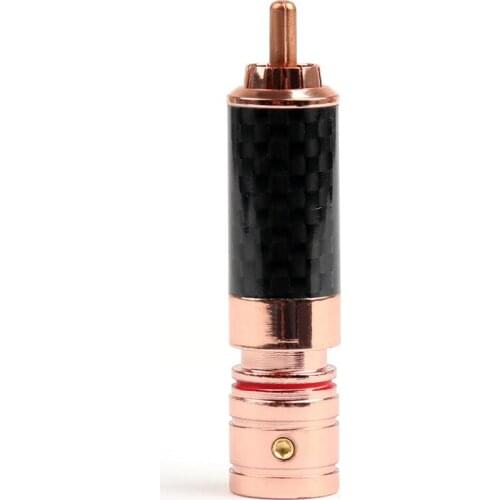 Areyourshop Copper Carbon fiber RCA Plug Jack Gold Plated Audio Adapter Connector Red 1/4PCS High Quality RCA Connector