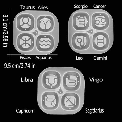 DIY Crystal Mirror Silicone Mold Twelve Constellation Earring Necklace Pendant Molds For Handmade Resin Jewelry Making Craft