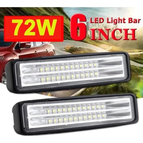 Work Light Led Bar Offroad 12V 72W 6Inch Car Light for ATV SUV Tractor Motorcycle Boat Bus Fog Light Beam Dual Row Spotlight