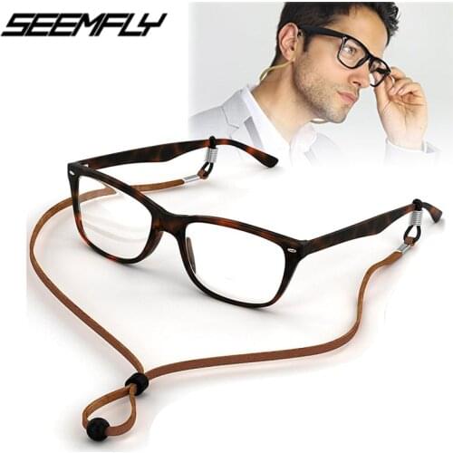 Seemfly Adjustable PU Leather Glasses Rope Chain Lanyard Strap Outdoor Sports Non Slip Necklace Cord Eyewear Accessories 4PCS