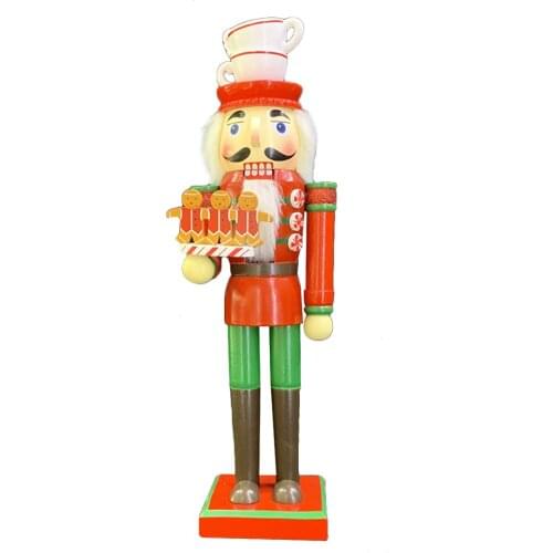 35CM Christmas Nutcracker Soldier Wooden Colorful Printed Cartoon Walnut Puppet Christmas Tree Decoration New Year Gift Sincere