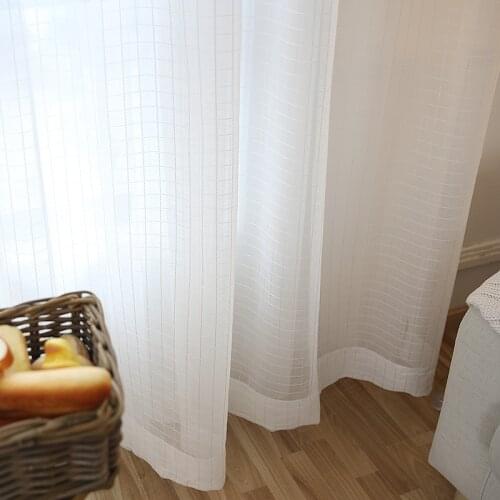 Jacquard Plaid Curtains for Living Room Bedroom Sliver Thread Yarn Dyed White Tulle for Kitchen Cotton Linen Ready-made Curtains