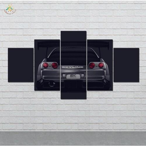Back Cool Car Modern Canvas Art Prints Poster Wall Painting Home Decoration Artwork Wall Art Pictures for Bedroom 5 PIECES