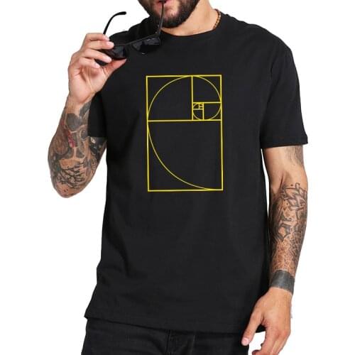 Fibonacci Spiral T Shirt Golden Ratio Spiral Geometry T-Shirt 100% Cotton Unisex Short Sleeve Loose Tops Tee