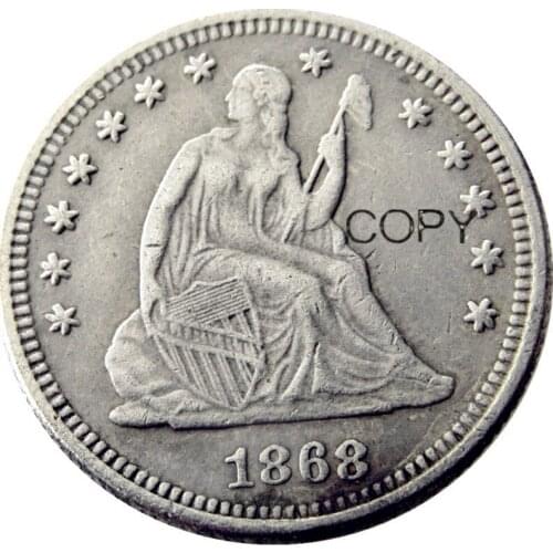 USA 1868 1868-S Seated Liberty Quarter Dollars Different Mint Silver Plated 25 Cents Copy Coin