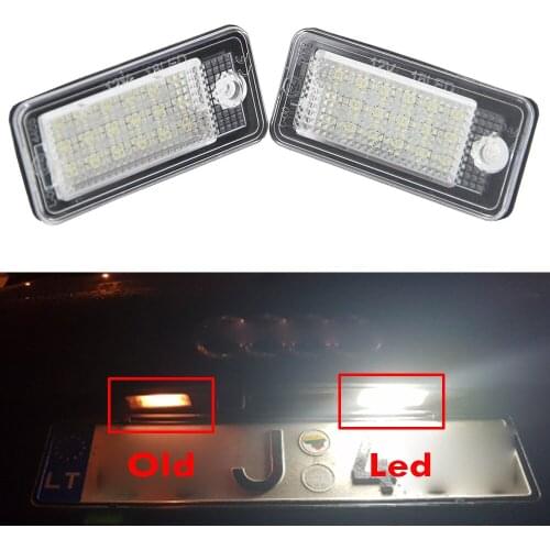 2Pcs Canbus LED Licence Number Plate Light For Audi A3 8P A4 S4 RS4 B6 B7 A6 RS6 S6 C6 A5 S5 2D Cabrio Q7 A8 S8 RS4 Avant