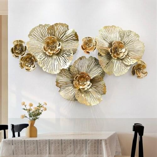 Chinese Style Wall Decoration Living Room Rich Honorable Peony Flowers Three-dimensional Wrought Iron Background Wall Pendant