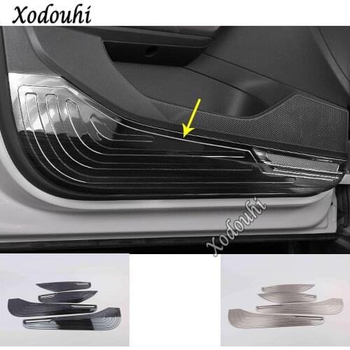 For Volkswagen VW T-cross Tcross 2018 2019 2020 2021 Stainless Steel Inside Side Door Body Cover Anti Kick Frame Trim Panel