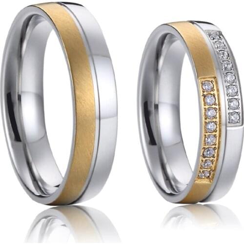 Top Quality Lifetime Collection Handmade gold color titanium matching wedding couples promise rings sets alliance