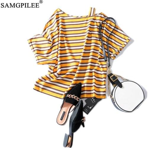 Tshirt Oversize Women Casual Chiffon T Shirt Woman Short Sleeve Striped T-shirt Brand Women O-neck T-shirt For Womens 4XL