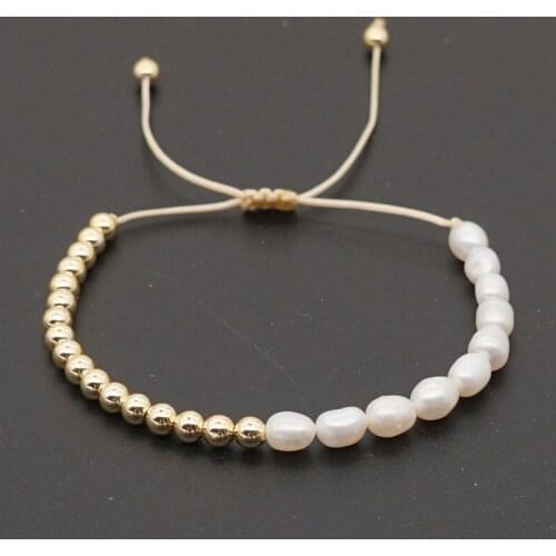 Korean fashion Gold color beads bracelet for female natural pearl bracelet pulseras wedding accessories Armband