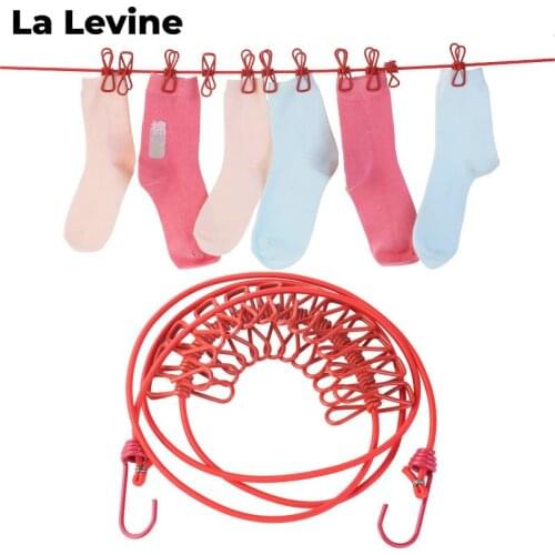 1PCS Portable Retractable Clothesline Home Socks Underwear Clothes Hanger with 12 Clips Travel Telescopic Outdoor Brand New