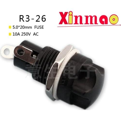 1PCS R3-26 inlet fuse holder 5 * 20MM button type fuse box fuse holder 10A 250V