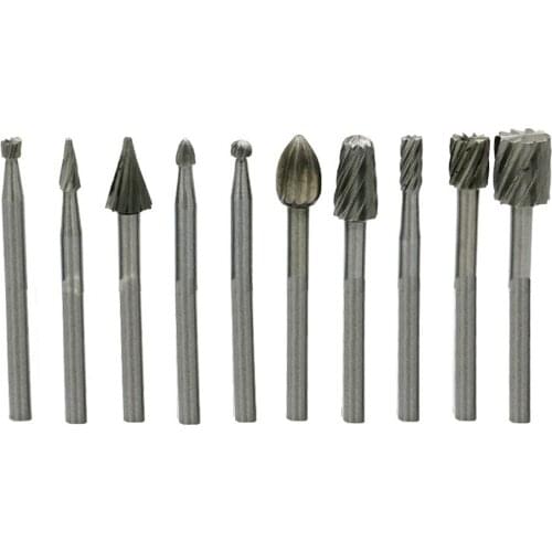 10Pcs High Speed Steel Rotating Grinding Cut Burrs Woodworking Embossed Engraving Heads Tools Household DIY Kits