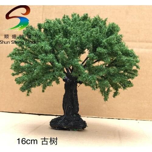 2pc 16-20cm scale model wire banian tree with foliage for Landscape Train Model Scale architectural scenery