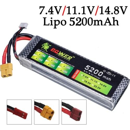 RC toys battery 7.4V 11.1V 14.8V 5200mah lipo battery For RC Quadcopter Airplane Drone Car Boat toy parts 2S 3S 4S battery