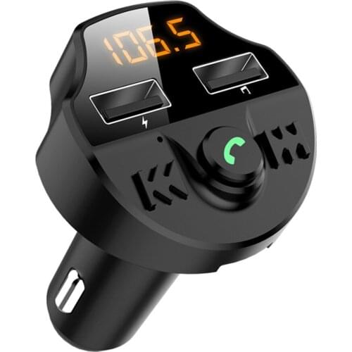 Handsfree Car Kit Bluetooth 5.0 Wireless FM Transmitter Battery Voltage LCD Auto MP3 Player USB Charger
