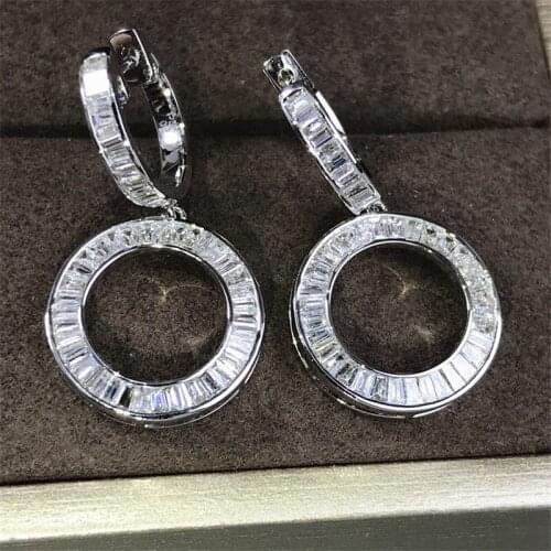 Diamonds S925 Sterling Silver Drop Earrings Women Round Fine Fashion Jewelry Engagement Silver Bohemia Earrings for Luxury