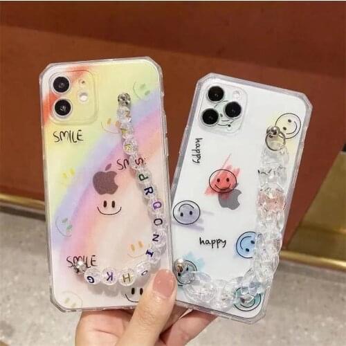 Color Rainbow smiley letter chain Phone Cases For iPhone 12mini 12 pro Max 7 8 Plus 11 Pro X XR XS Phone Cases funda Cover