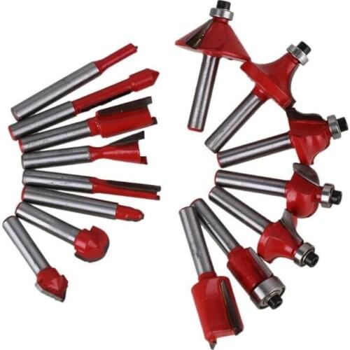Router Bit Set 15PCS 1/4" 6.35mm drill bit set Wood Woodworking Cutter Woodworking Tool Woodworking Router Bits With Wood Box
