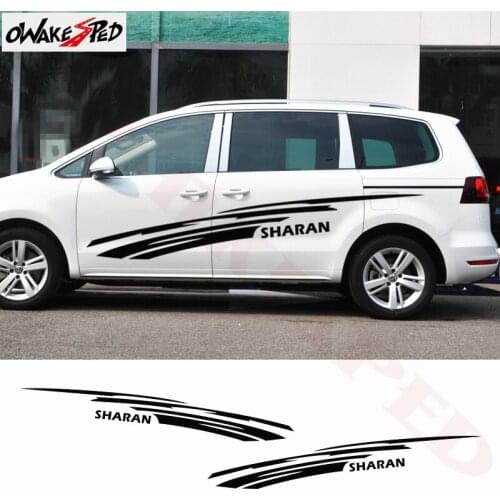 For Volkswagen Sharan Car Sport Styling Body Decor Stickers DIY Vinyl Decals Auto Door Both Side Stripes Stickers