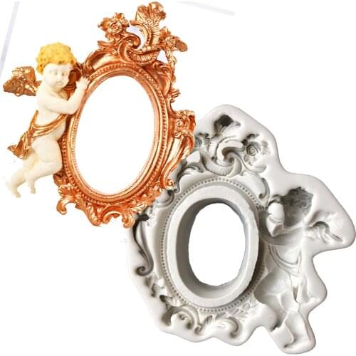 Angel Frame Silicone Fondant Mould Sugarcraft Cake Decoration Tool Aromo Mold Resin Clay Moulds European Angel Mirror Photo Mold